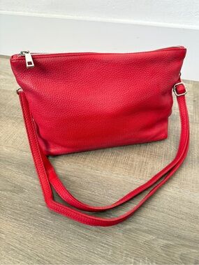 Italian Genuine Leather Red Adjustable Strap Crossbody Shoulder Bag Purse